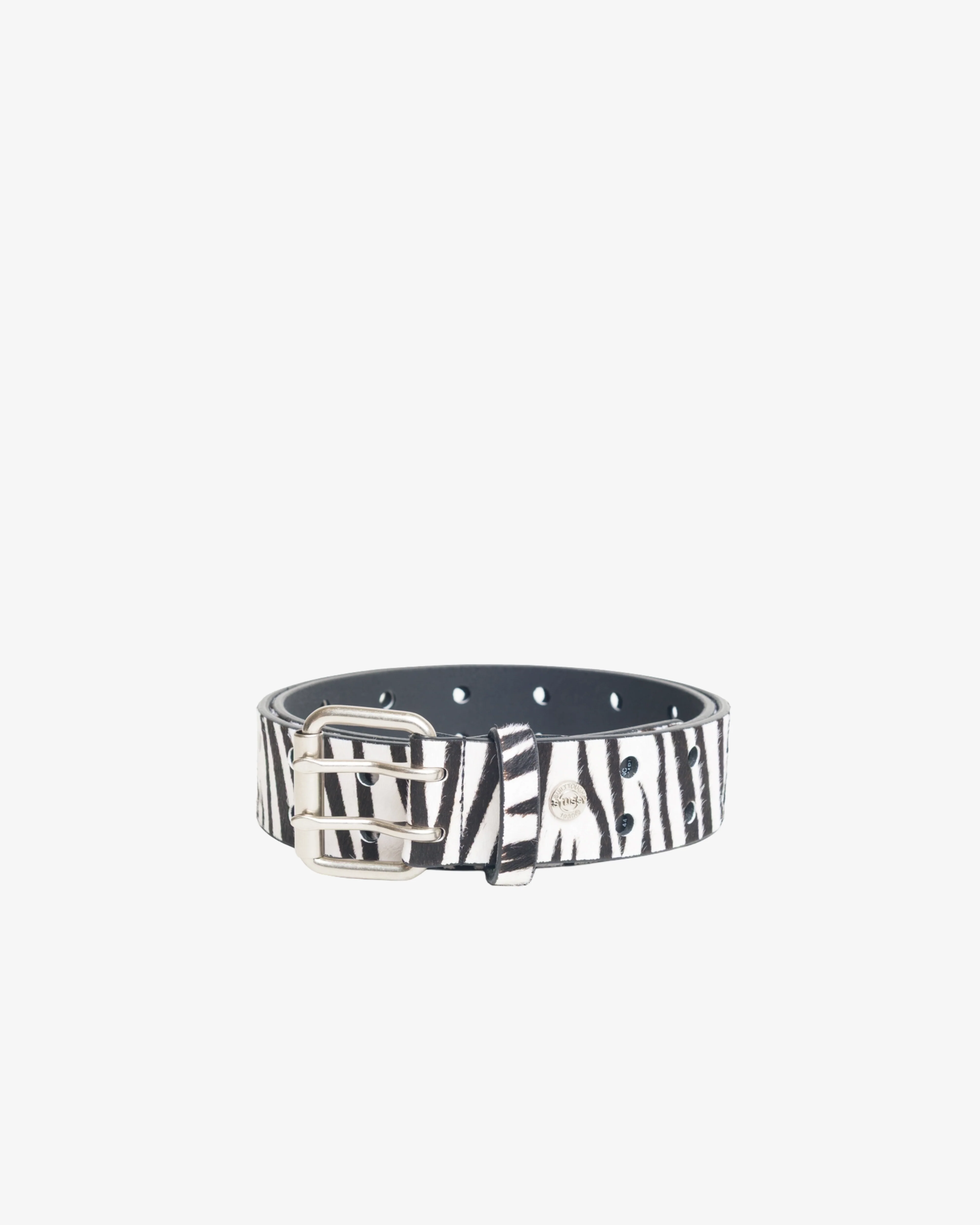 Stüssy -  Men's Leather Punch Out Belt - (Hairy Zebra Pattern)