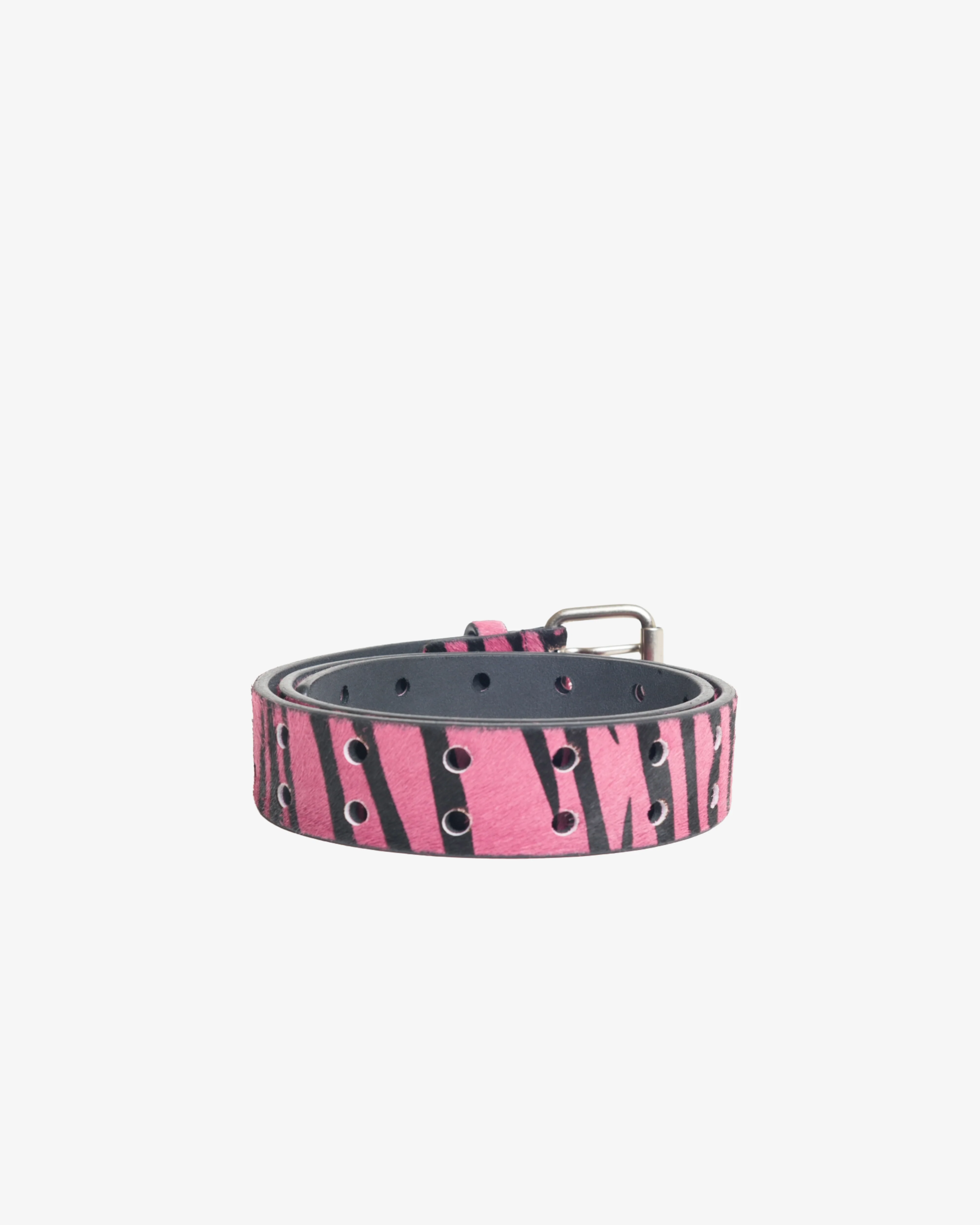 Stüssy -  Men's Leather Punch Out Belt - (Pink Hairy Zebra Pattern) - Image 2
