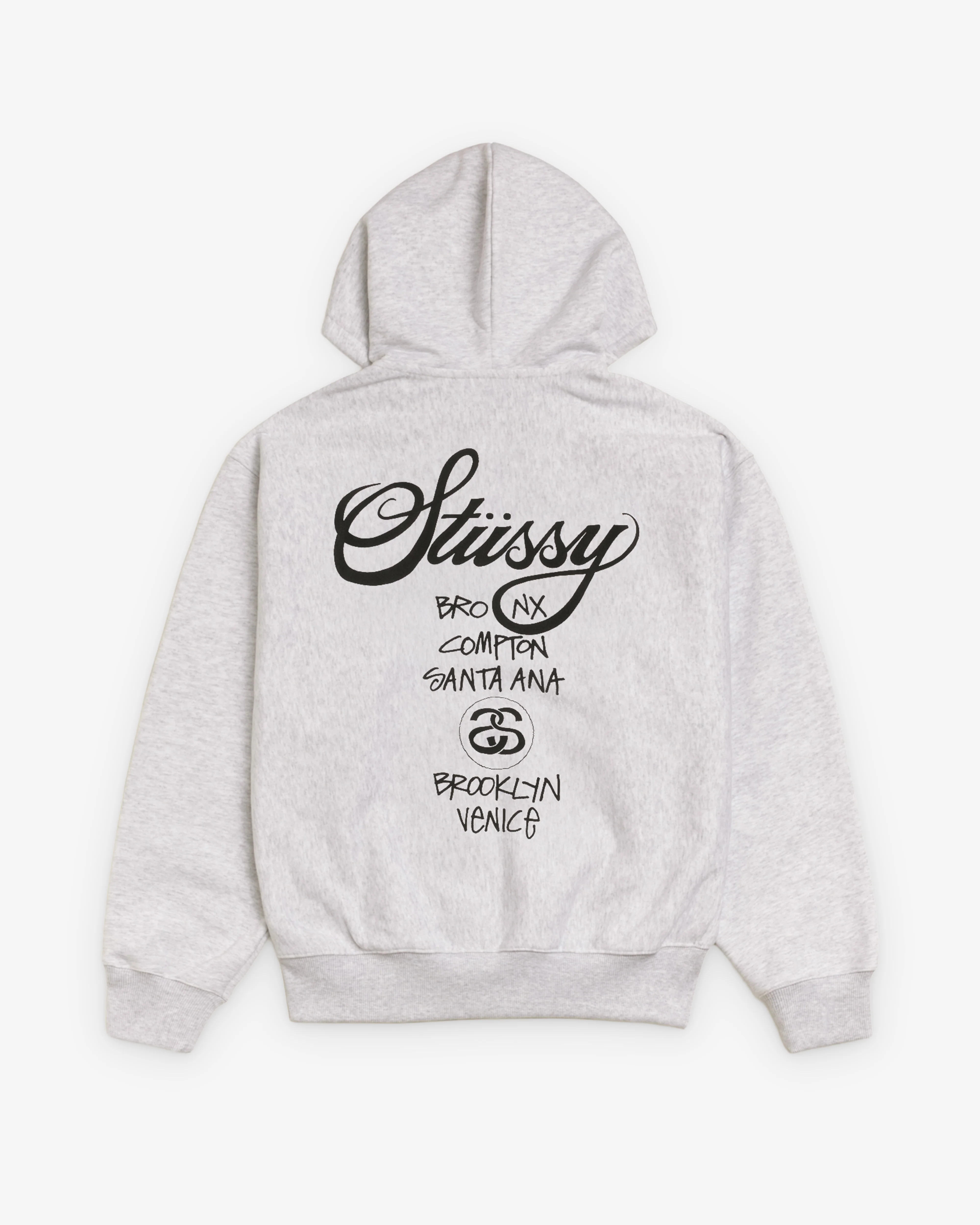 Stüssy - Men's World Tour Zip Hood - (Ash Heather) - Image 2