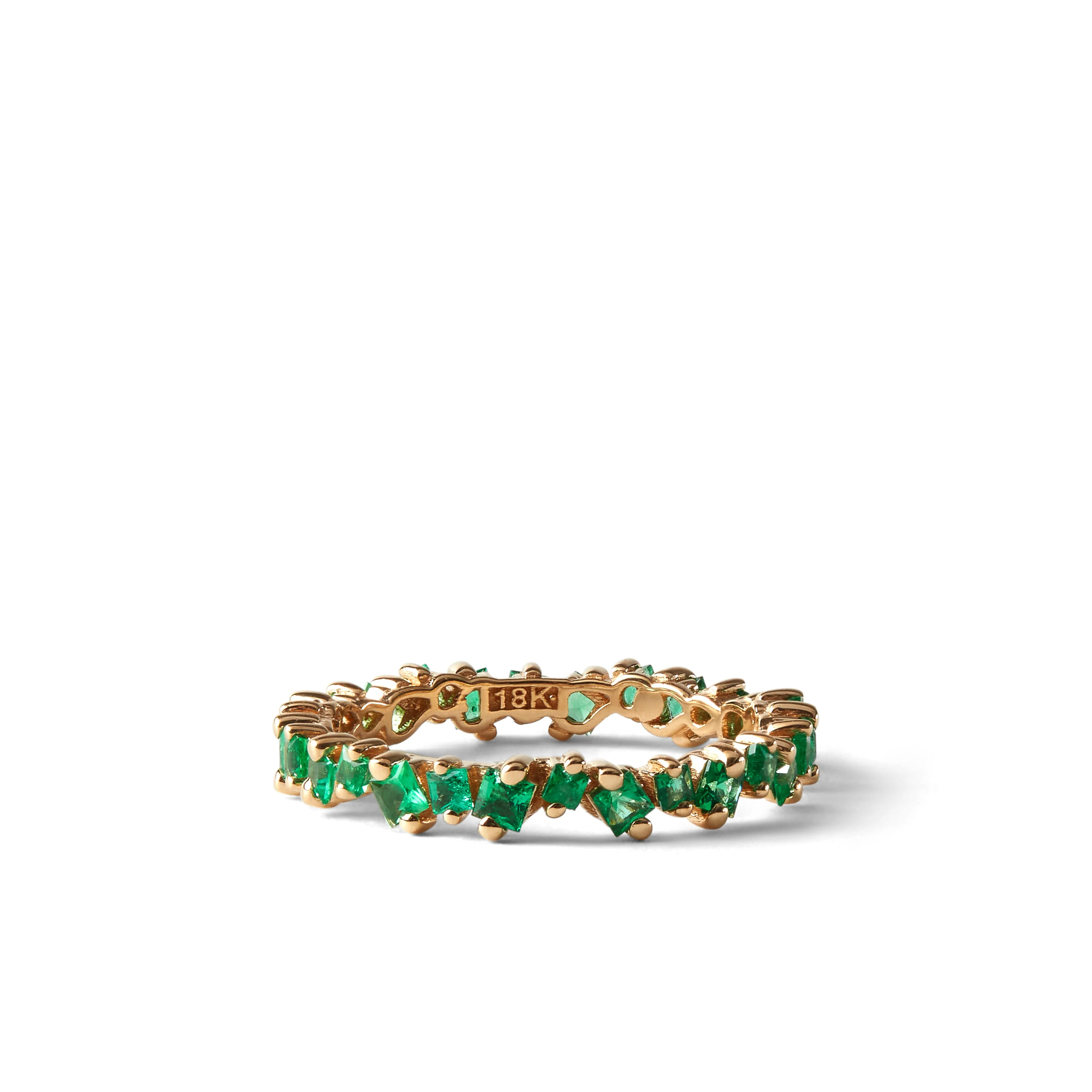 SUZANNE KALAN - Women's Princess Emerald Band - (Yellow Gold) - Image 2