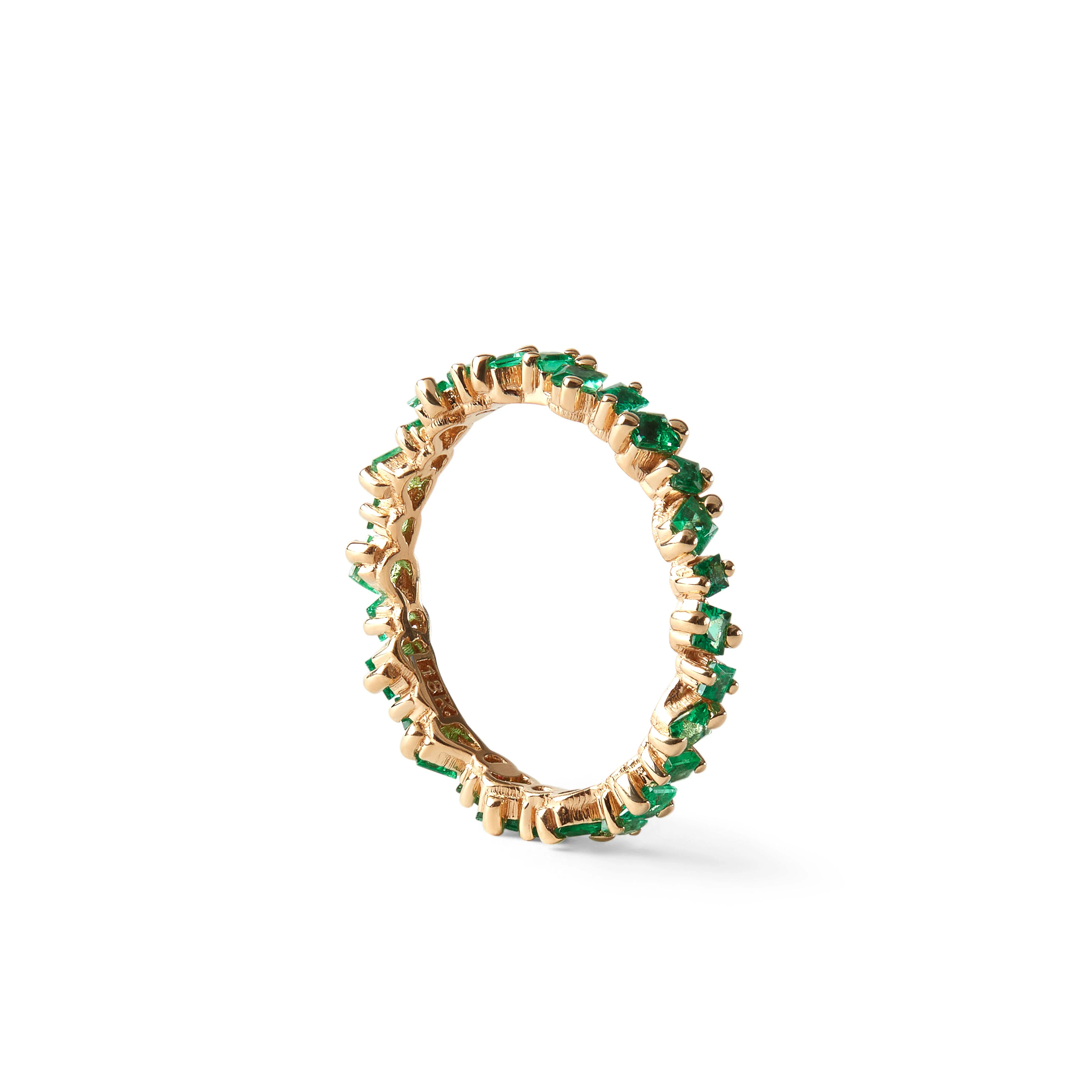SUZANNE KALAN - Women's Princess Emerald Band - (Yellow Gold) - Image 3