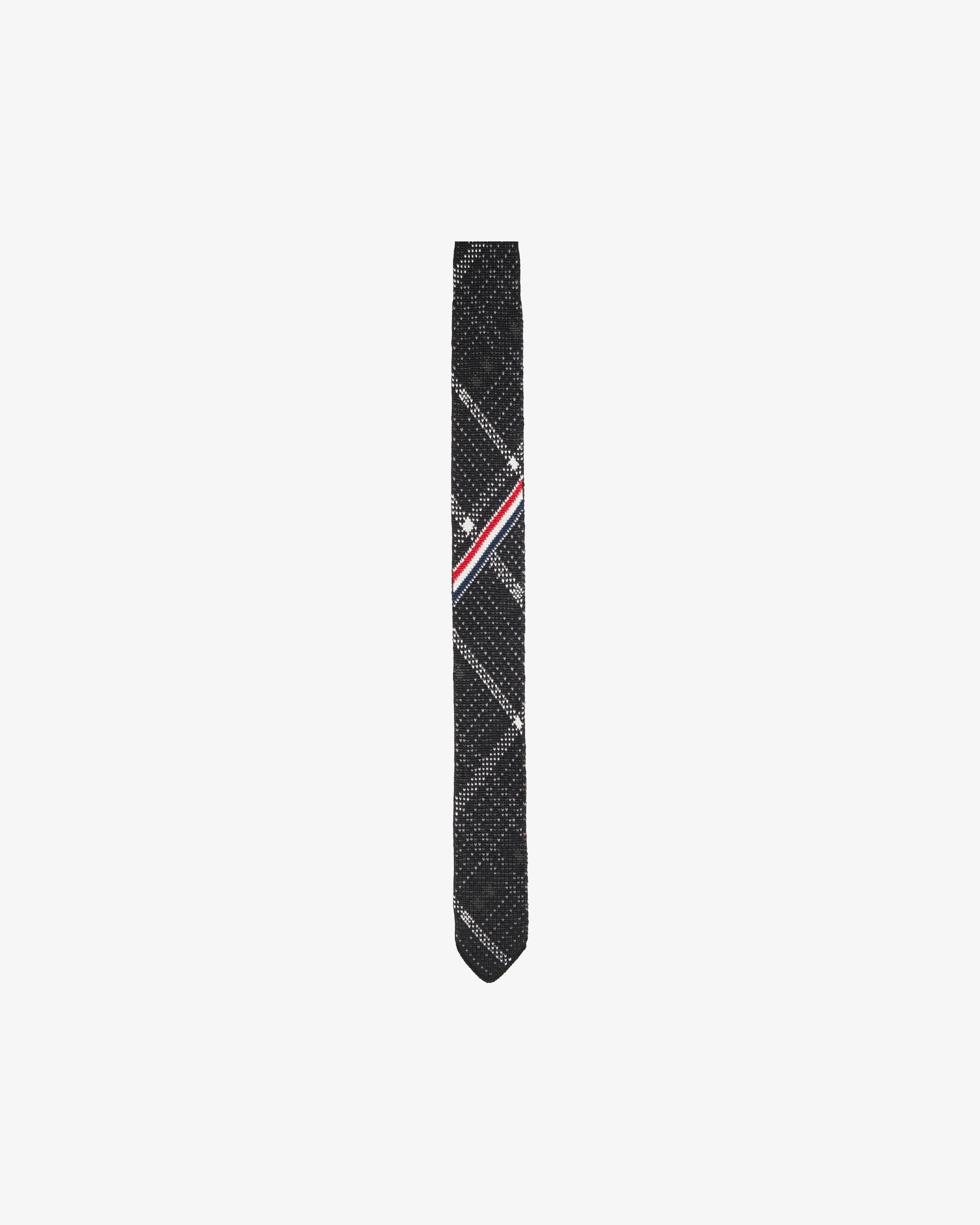 Thom Browne - Men's Plaid Check Jacquard Silk Knit Tie - (Black)