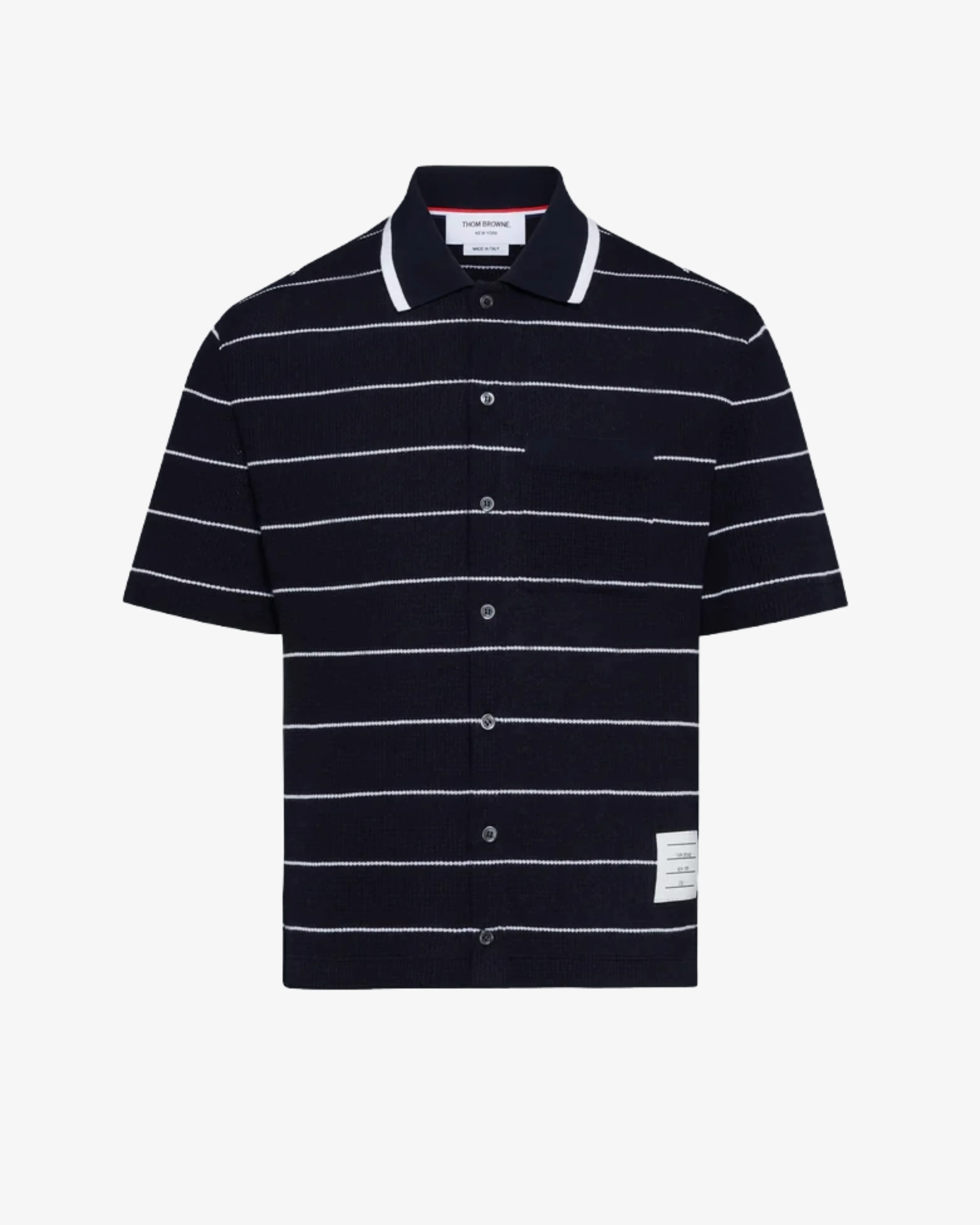 Thom Browne - Men's Stripe Waffle Short Sleeve Shirt - (Stripes)