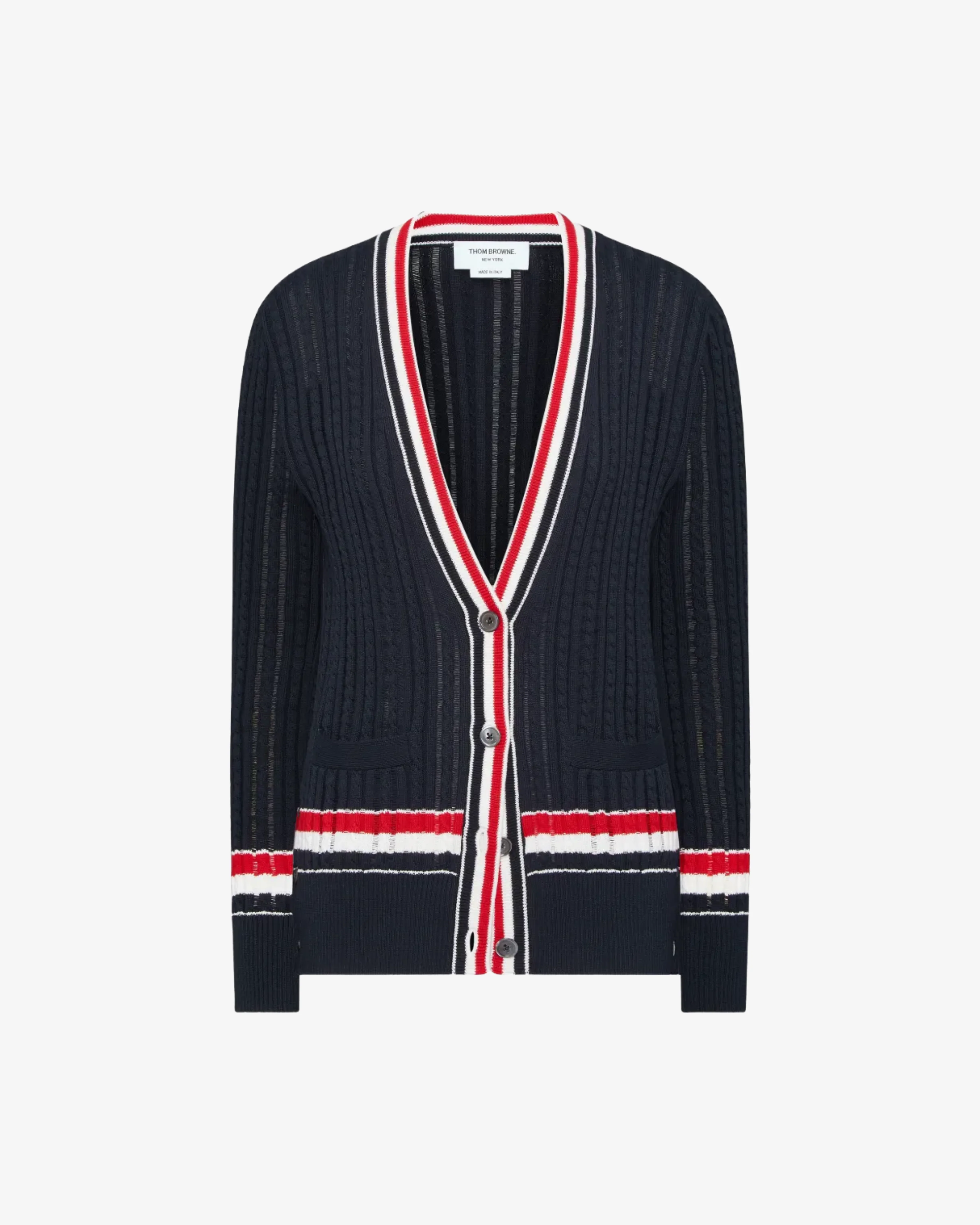 Thom Browne - Women's Stripe Cable Cardigan - (Navy)