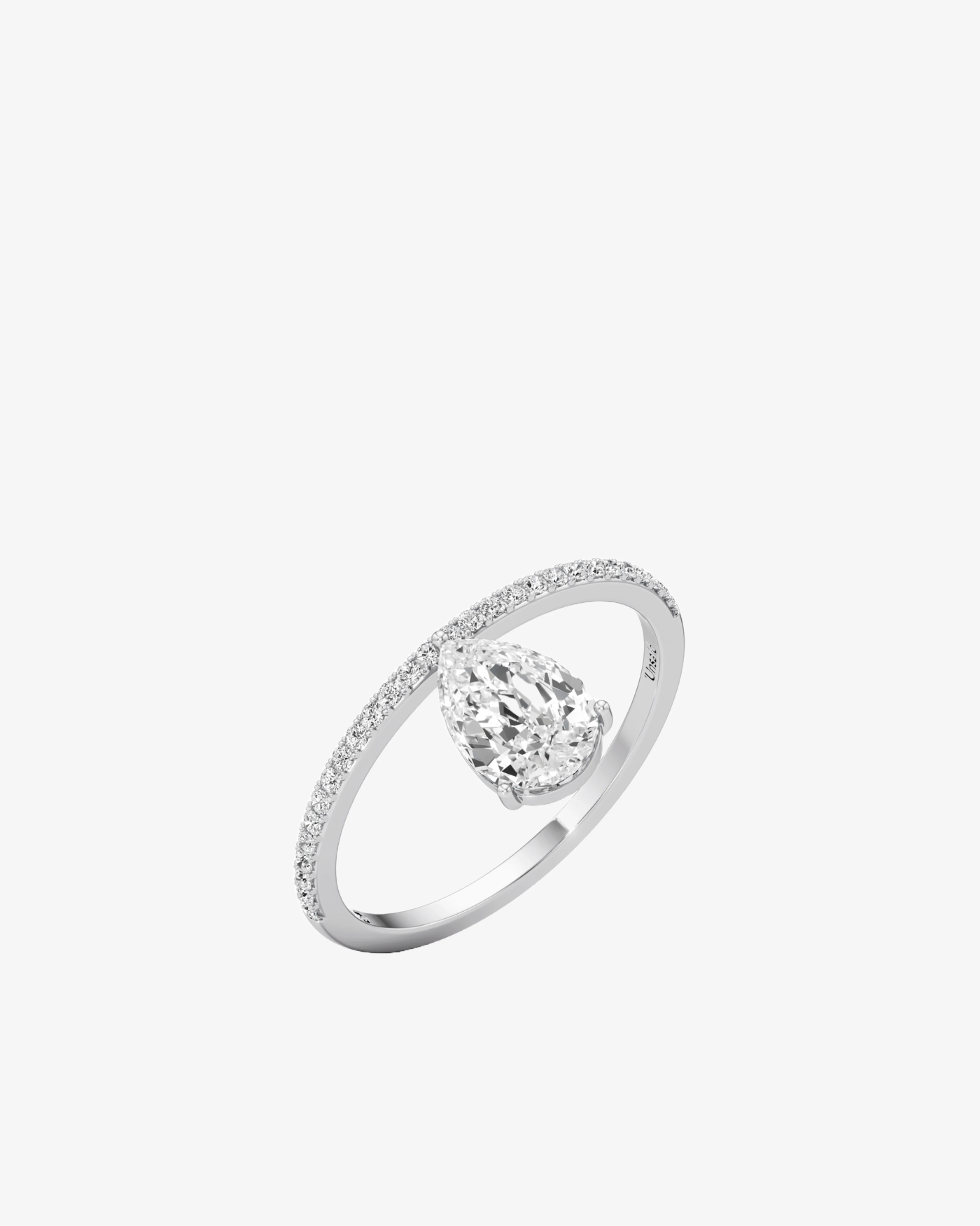 Unsaid - Tear Grace Pavé Ring - (White) - Image 2