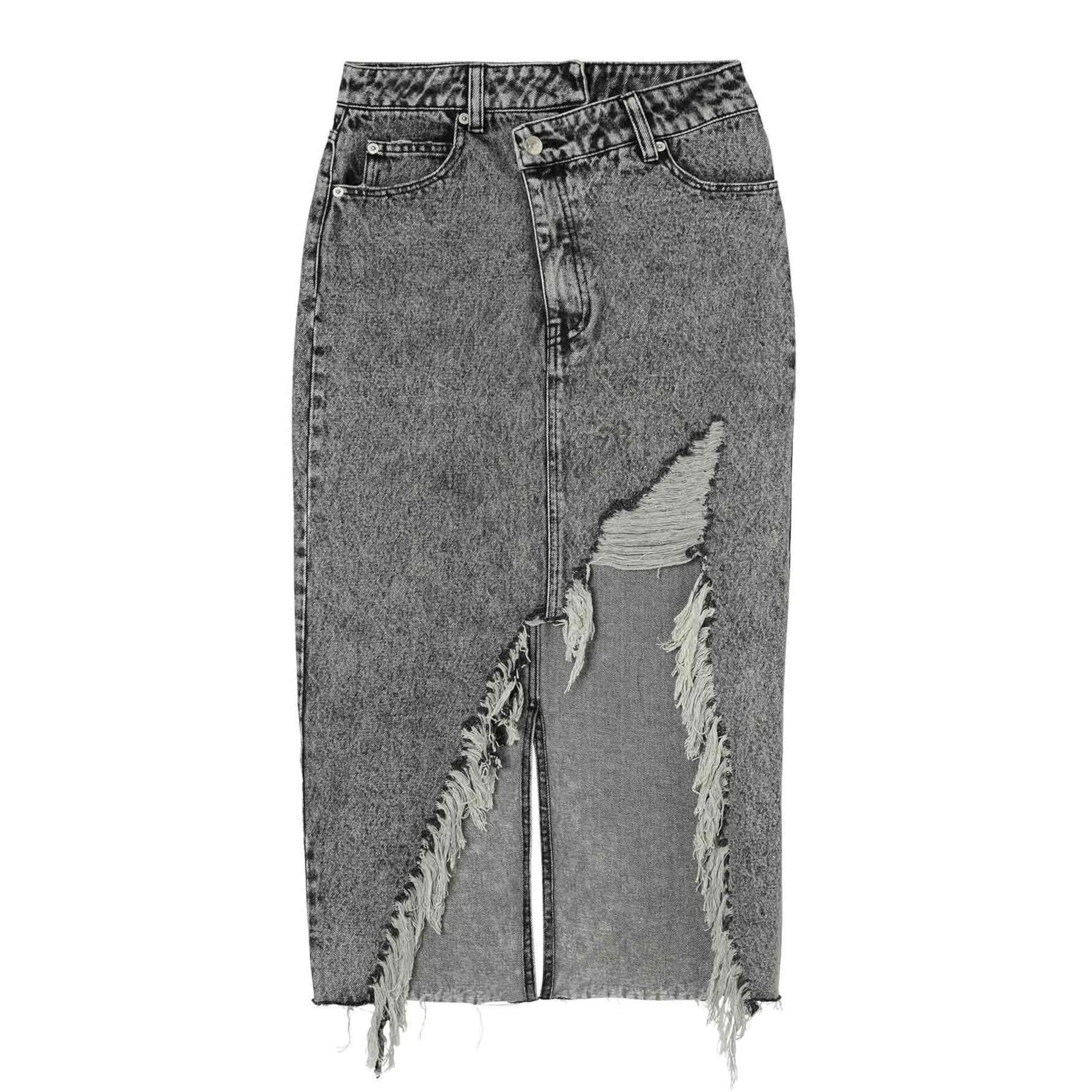 X-GIRL - Distressed Denim Skirt - (Black)